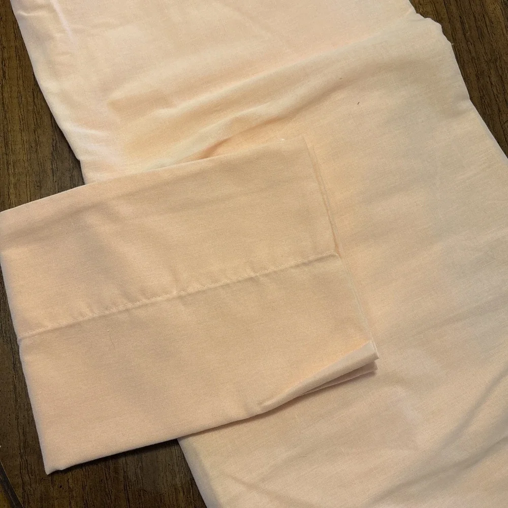 Vtg J.P. Stevens Utica Percale Twin Fitted Sheet & Pillow Case Peach‎ New